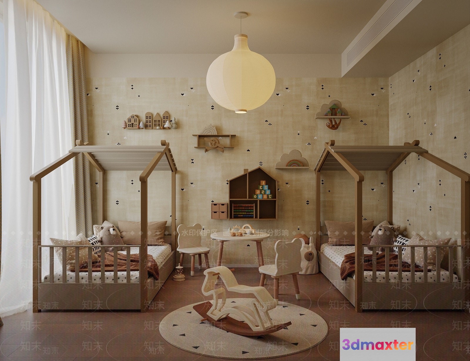 Wooden Playhouse Beds 3D Model - 7442 - VRAY Render