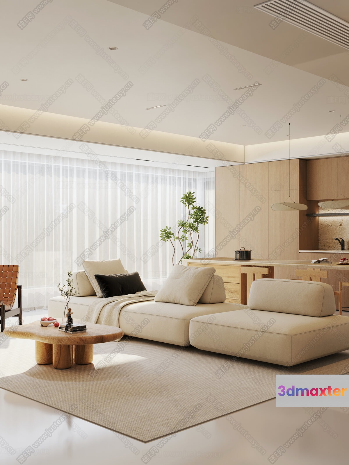 Modern Living Room 3D Model - 14012 - VRAY Render