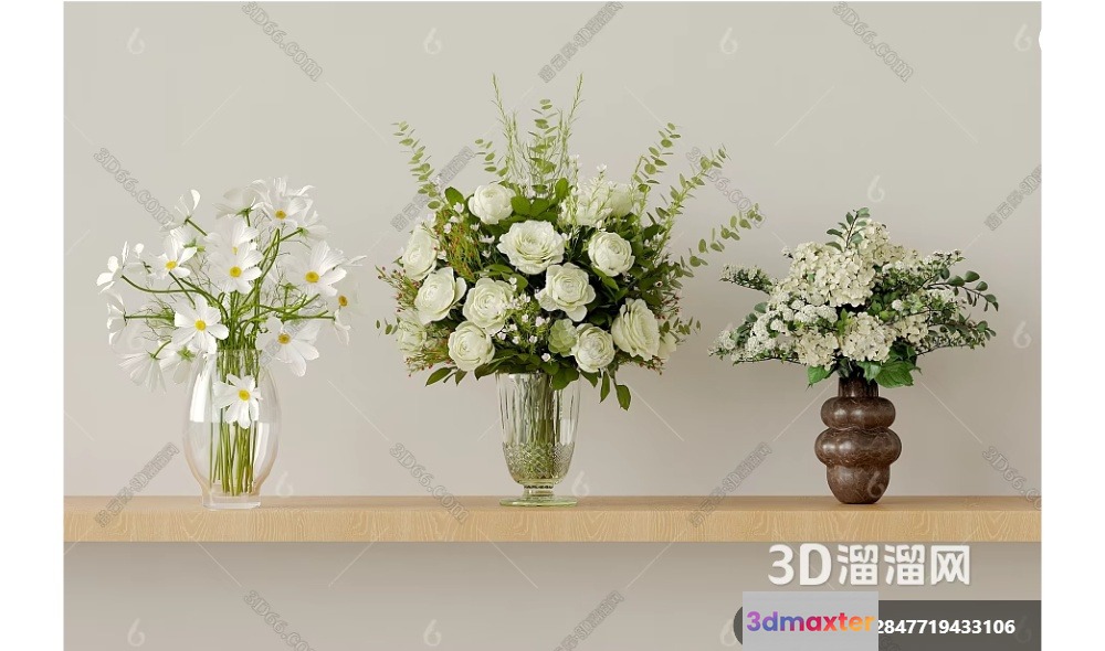 A Collection Of Vases With Flowers 3D Model - 12646 - VRAY Render