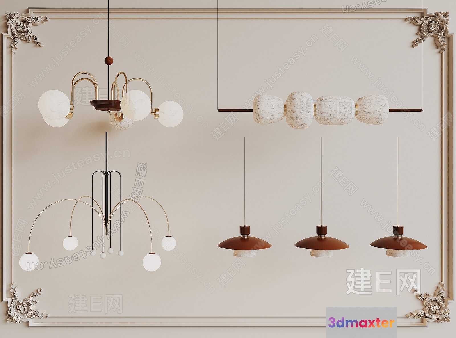 Gold Light Fixture 3D Model - 4913 - VRAY Render