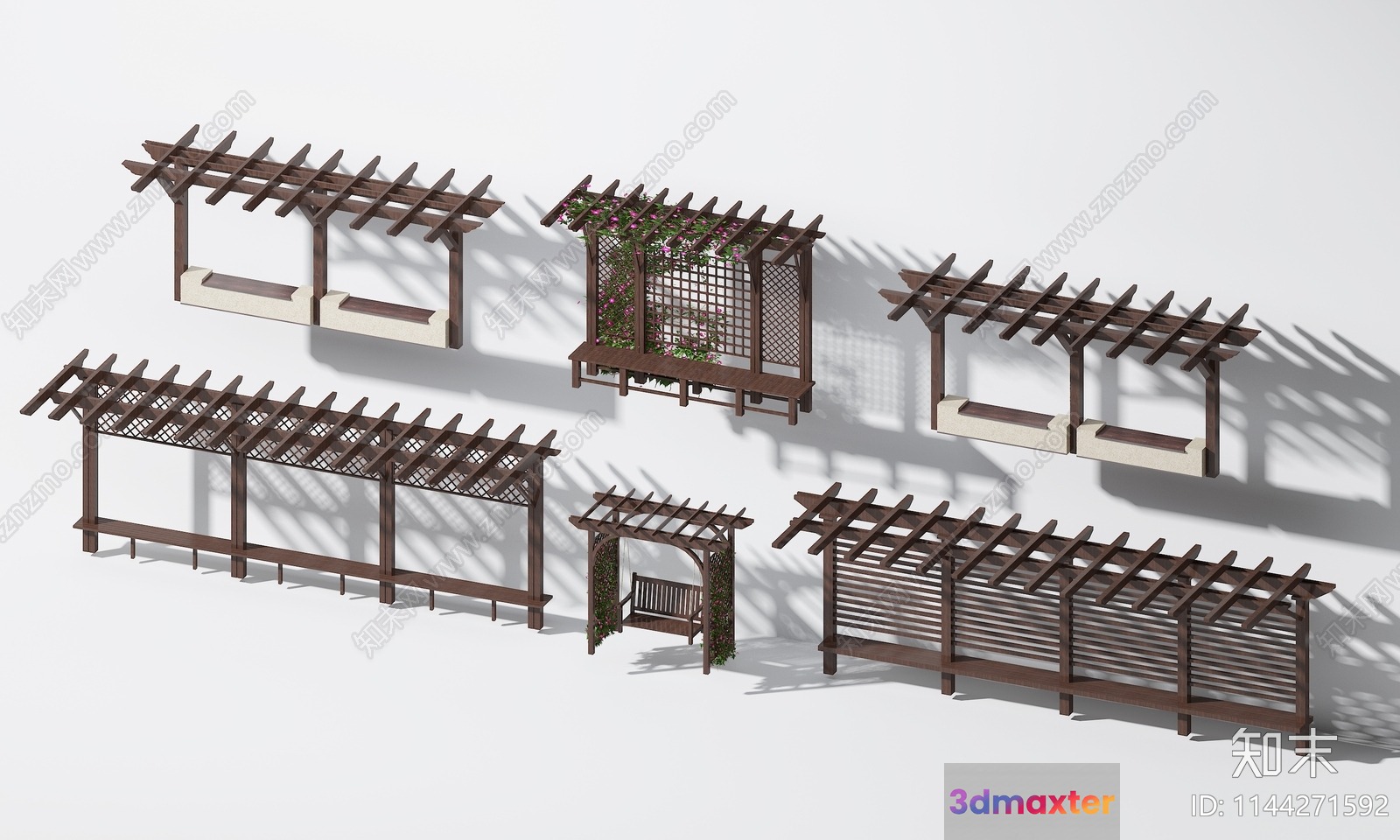 Wooden Garden Pergola 3D Model - 18140 - VRAY Render