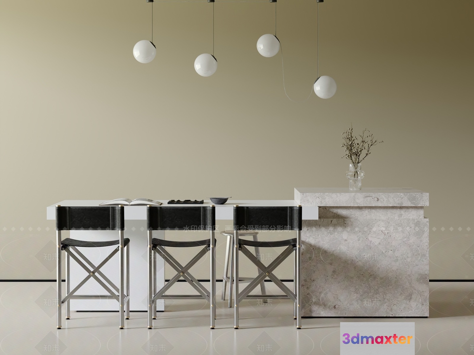 Modern Minimalist Dining Room 3D Model - 16692 - VRAY Render