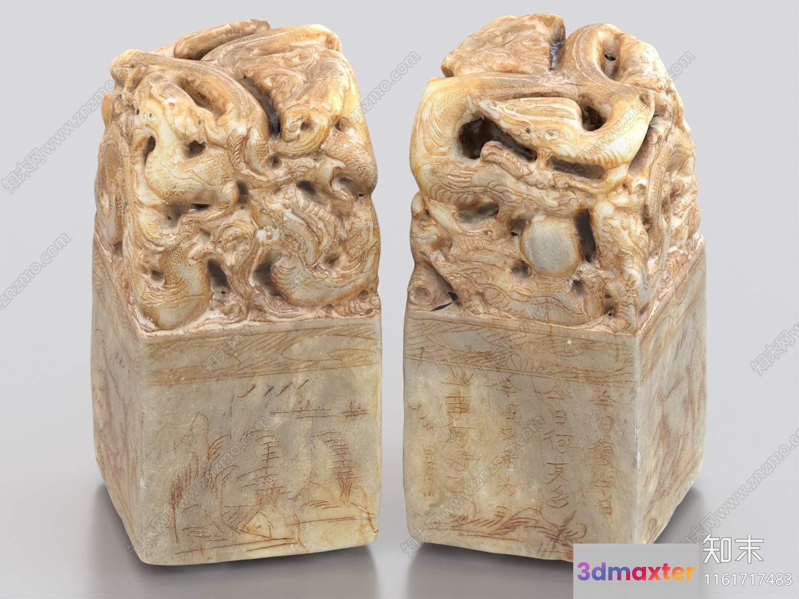 Ancient Chinese Stone Carvings 3D Model - 2852 - VRAY Render