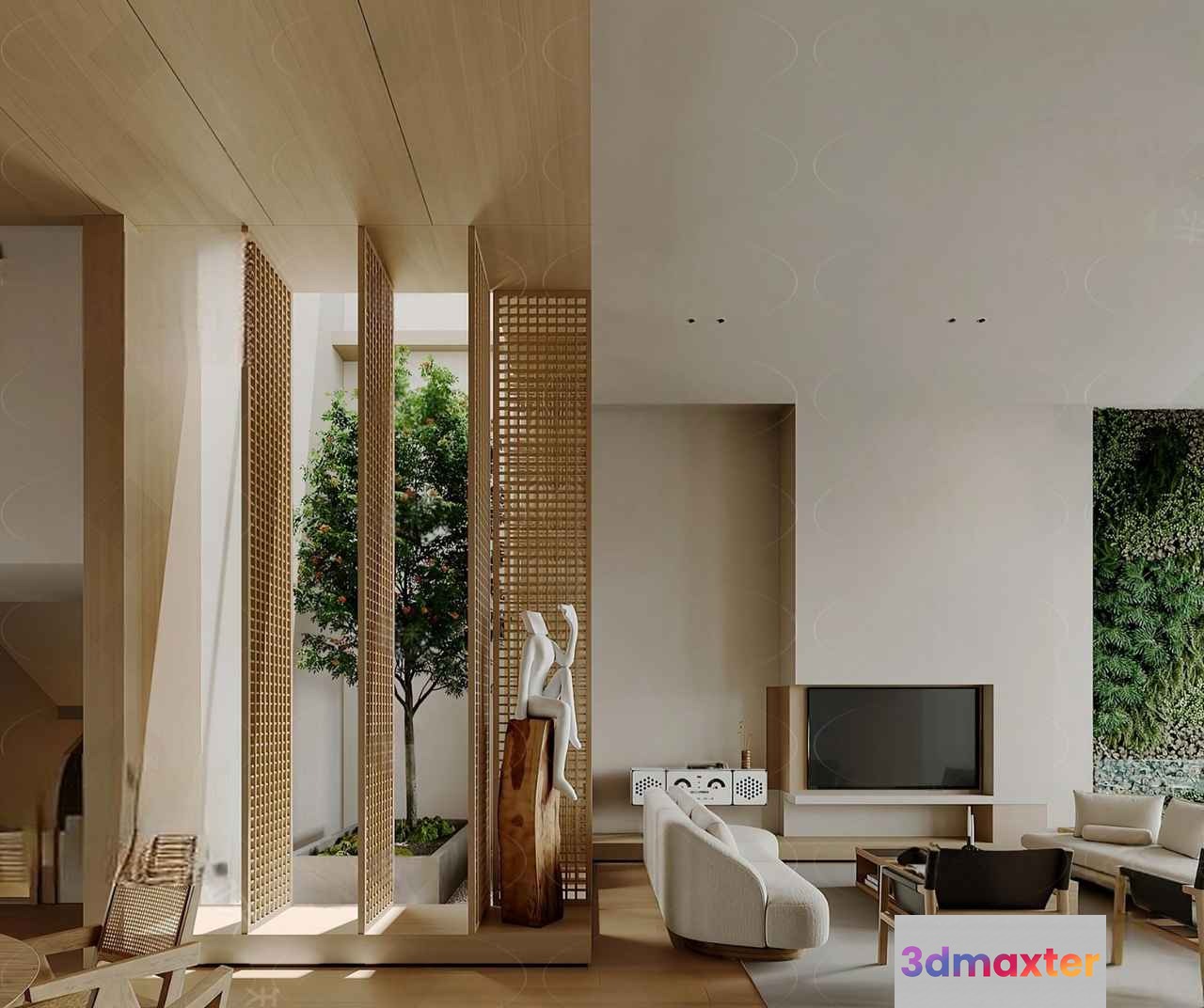 Modern Living Room 3D Model - 16614 - VRAY Render