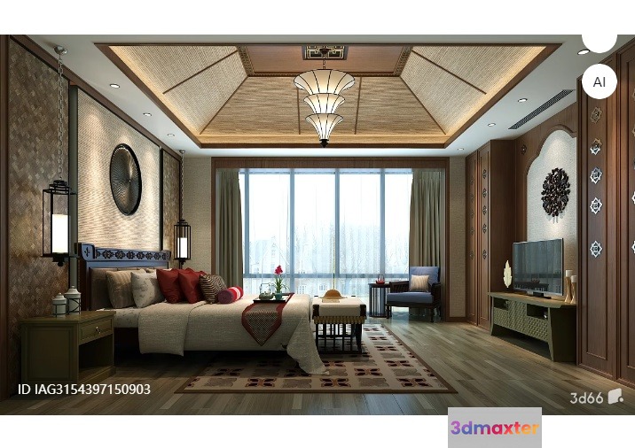 Cozy Bedroom 3D Model - 534 - VRAY Render