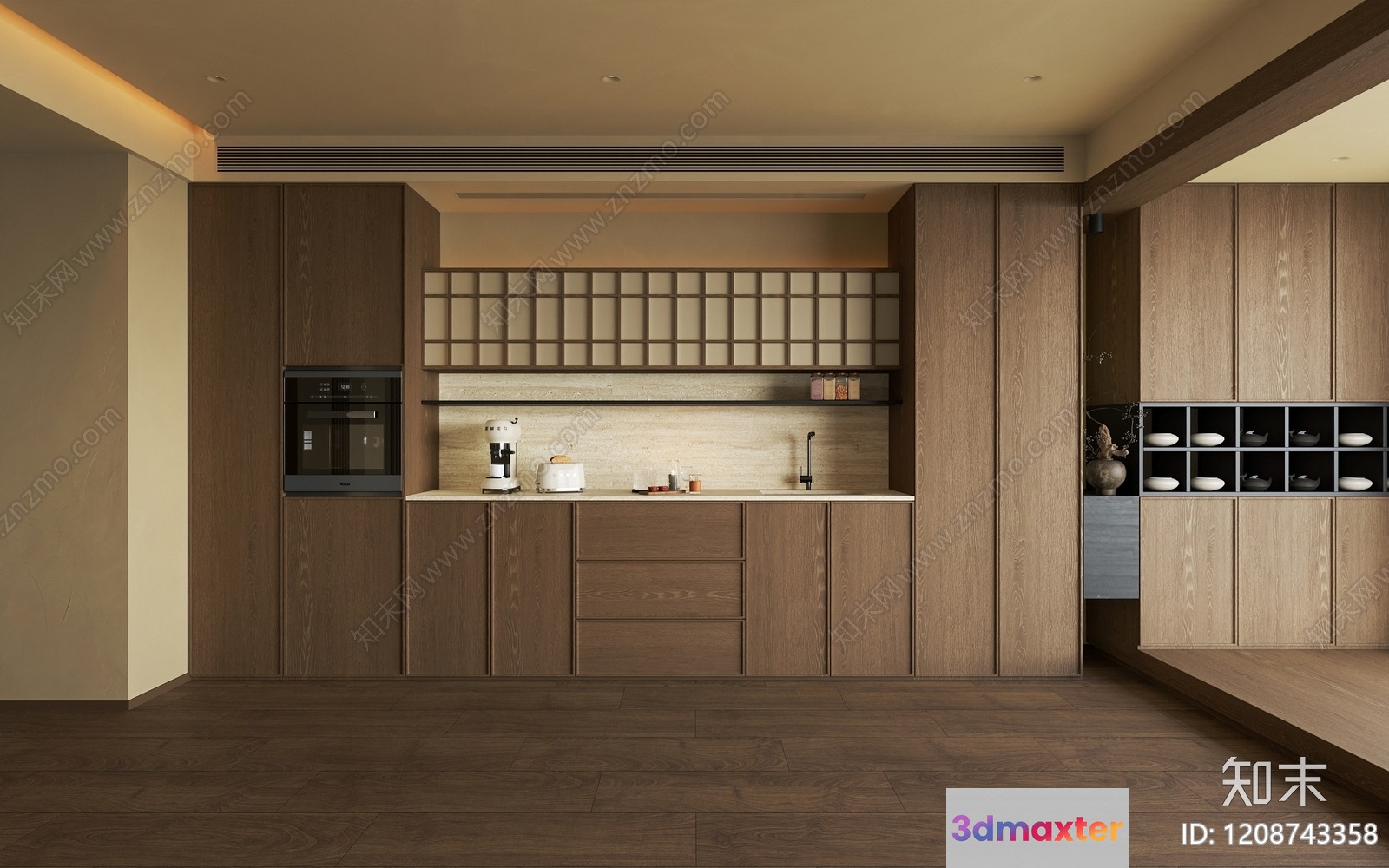 Modern Kitchen Space 3D Model - 21838 - VRAY Render
