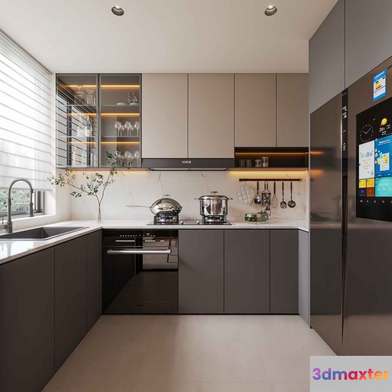 Modern Kitchen Setup 3D Model - 20029 - CORONA Render