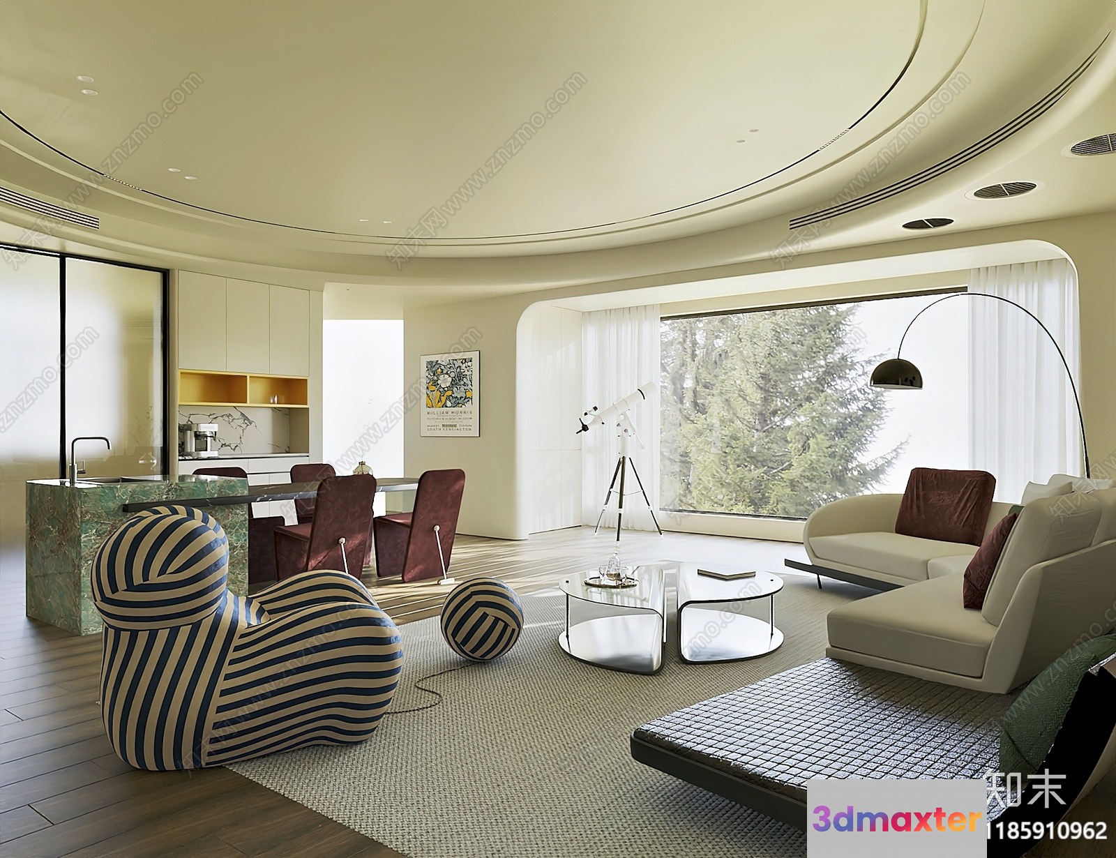 Modern Living Room 3D Model - 13555 - VRAY Render