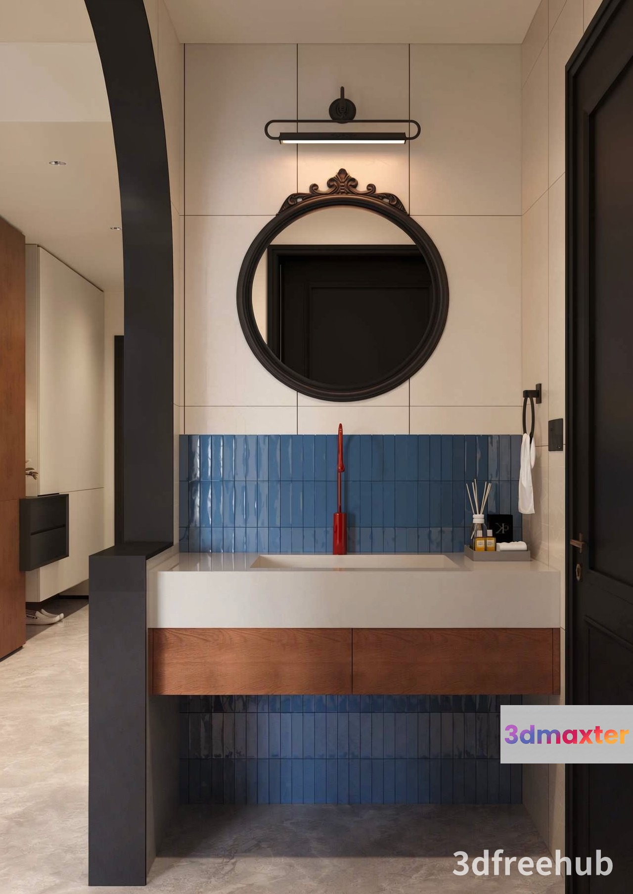A Modern Bathroom With A White Sink 3D Model - 20807 - VRAY Render