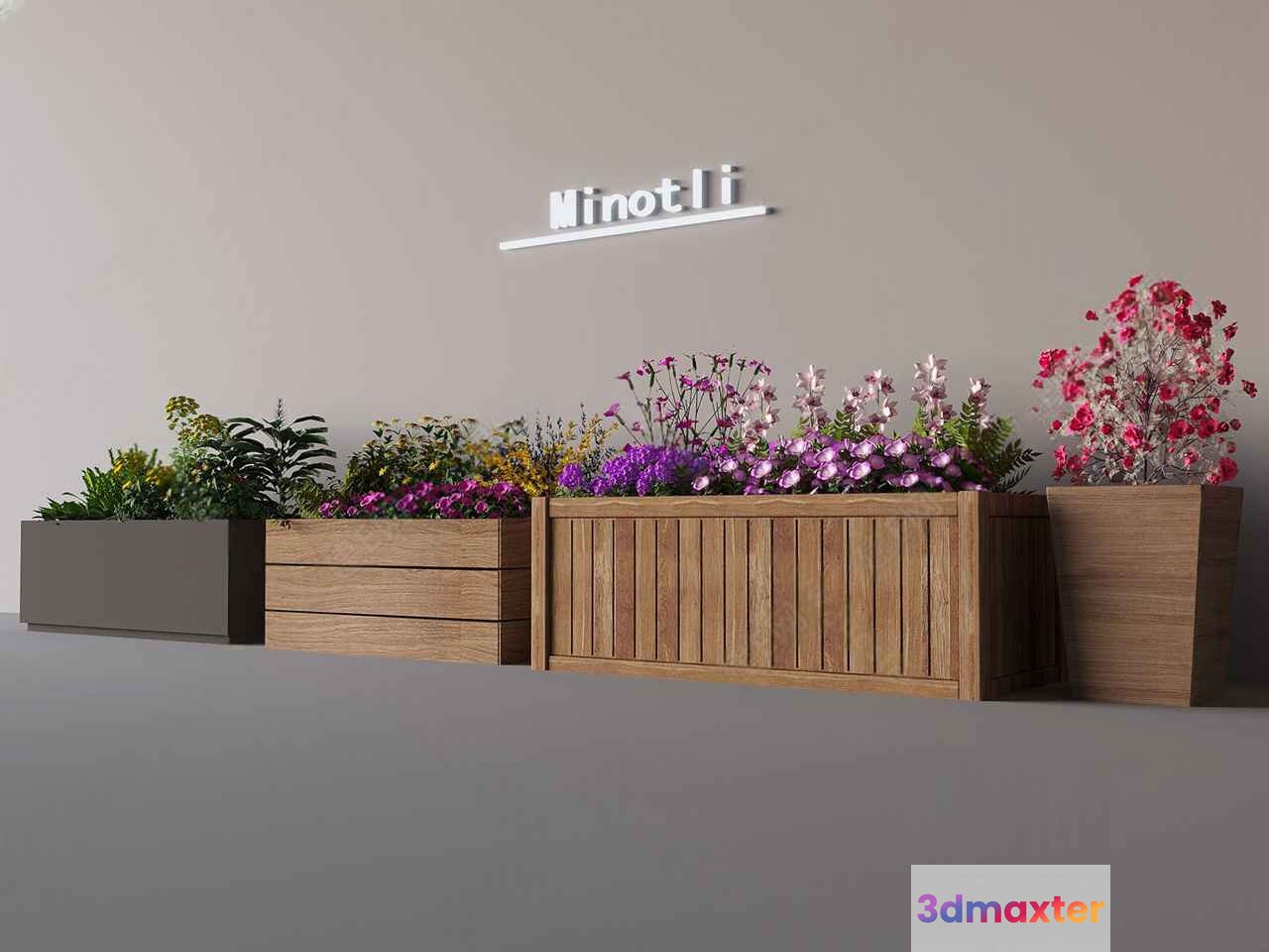 Wooden Flower Boxes 3D Model - 8960 - VRAY Render