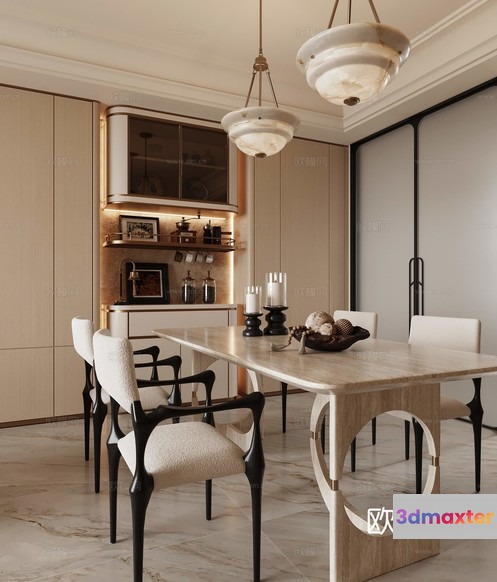 Modern Dining Room 3D Model - 17520 - CORONA Render