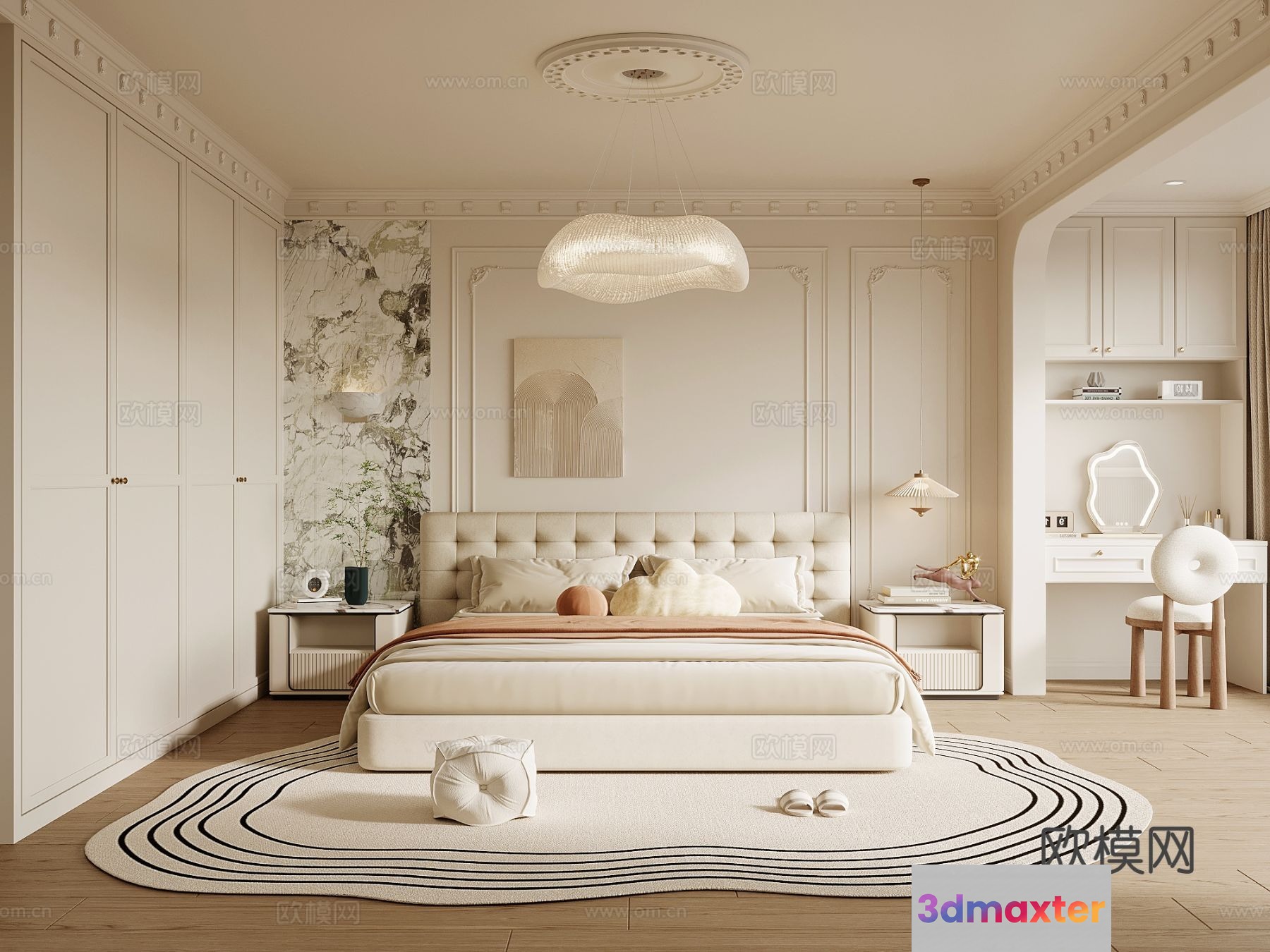 Cozy Modern Bedroom 3D Model - 2879 - VRAY Render