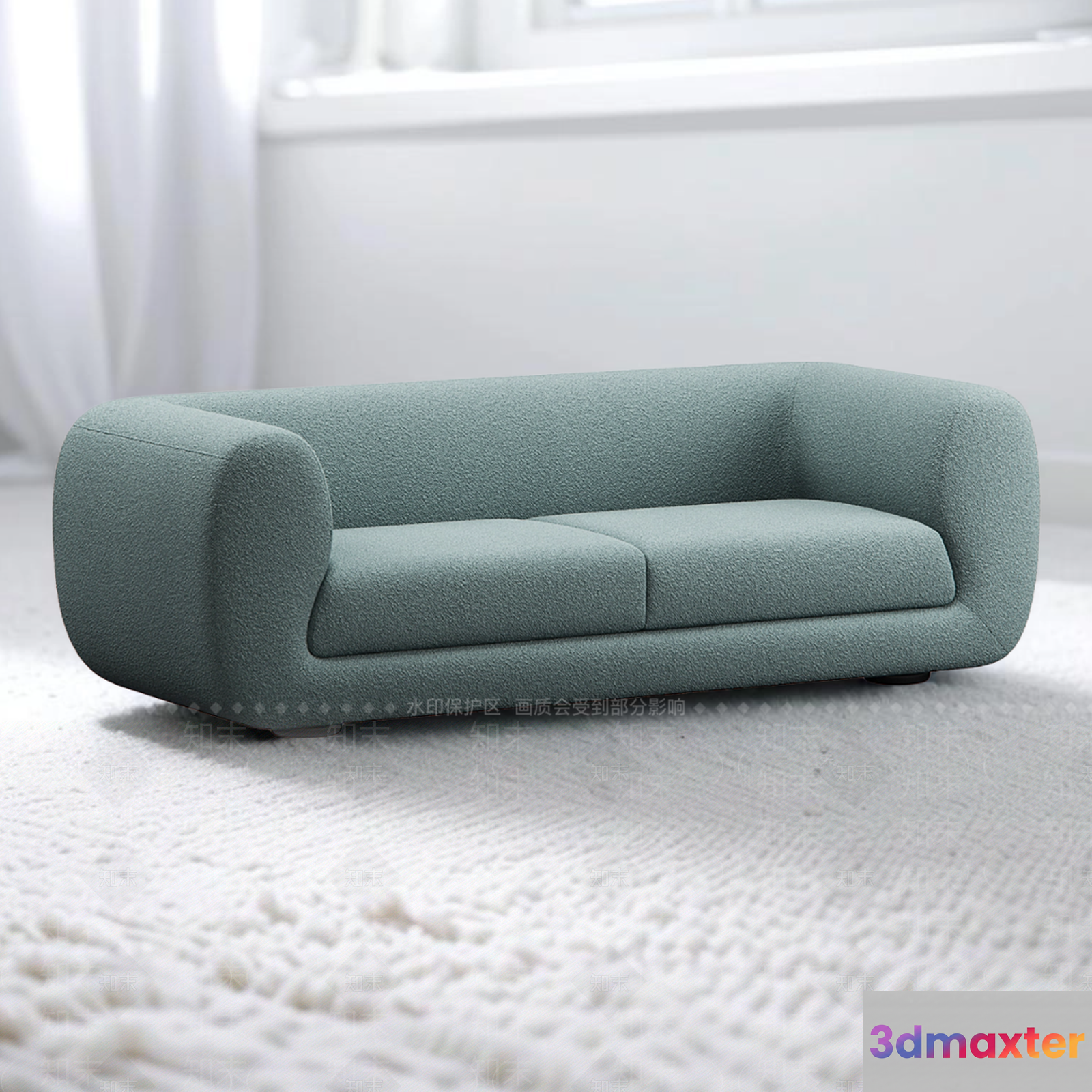Modern Light Blue Sofa 3D Model - 22806 - VRAY Render