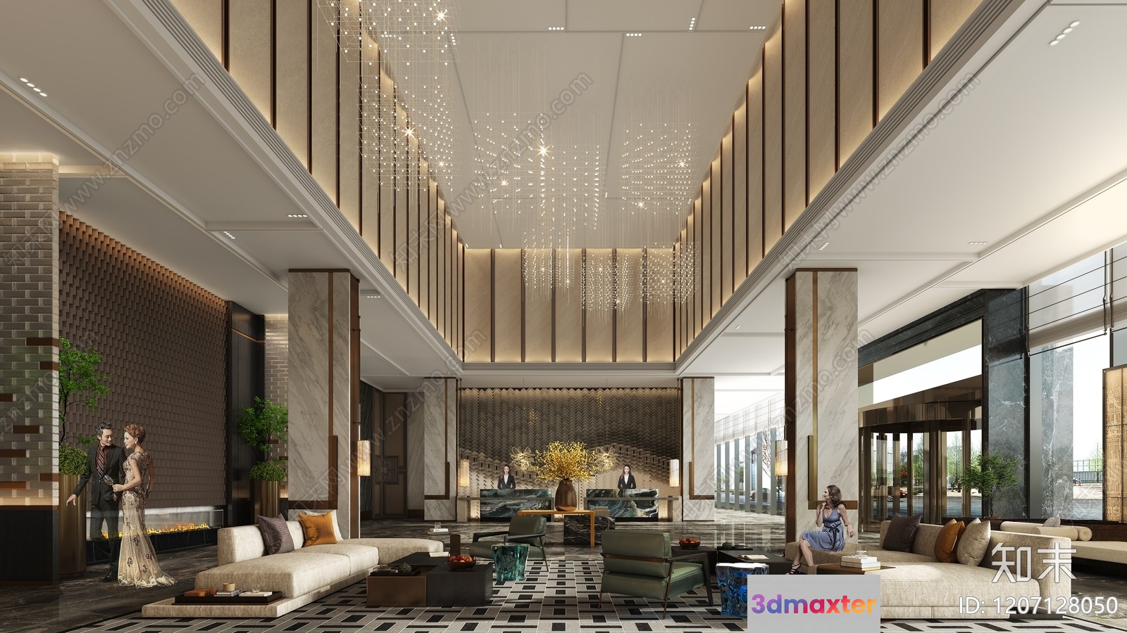 Modern Hotel Lobby 3D Model - 4168 - CORONA Render