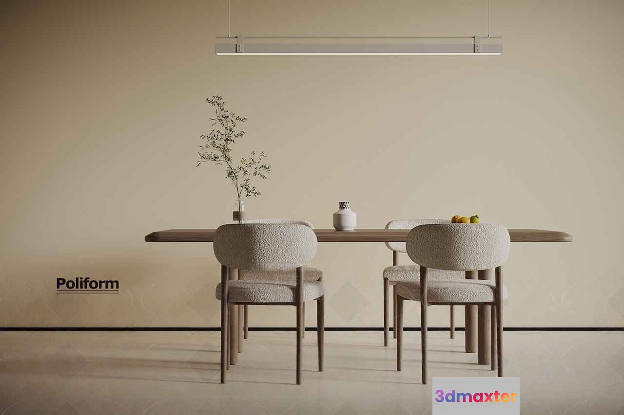 Modern Dining Table 3D Model - 915 - VRAY Render