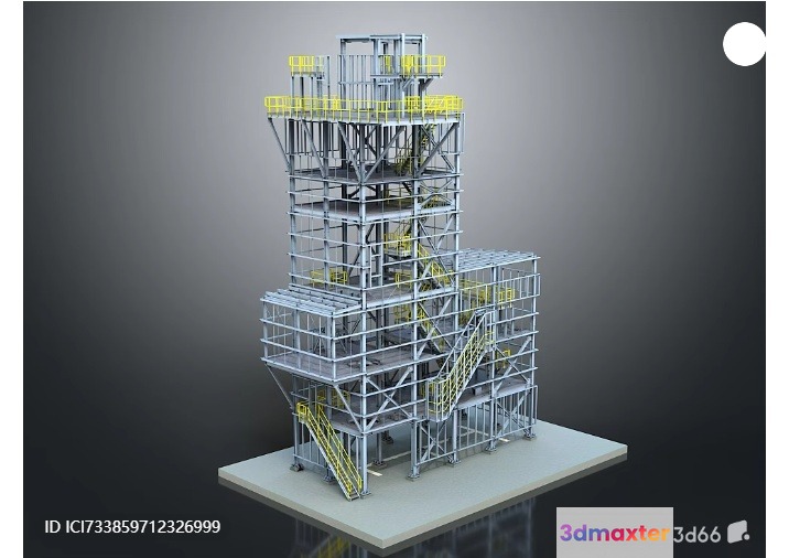 3D Model Of A Metal Structure With Yellow Ladders 3D Model - 15717 - VRAY Render