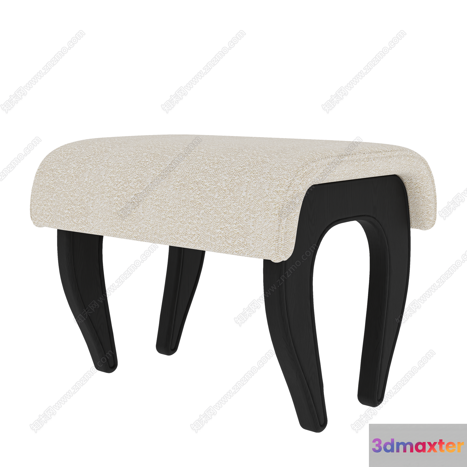 A Beige Stool With Black Legs 3D Model - 15797 - VRAY Render