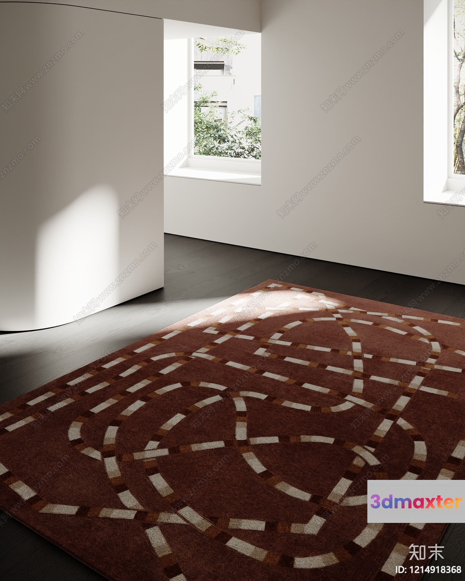 A Modern Room With A Brown Rug 3D Model - 15346 - VRAY Render