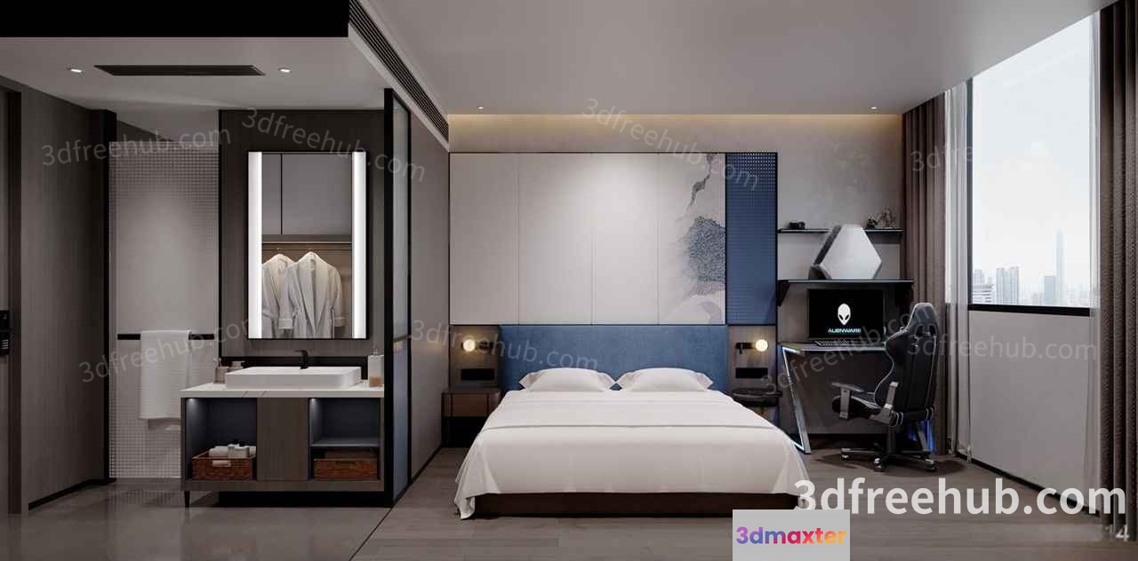 Modern Bedroom 3D Model - 19422 - VRAY Render