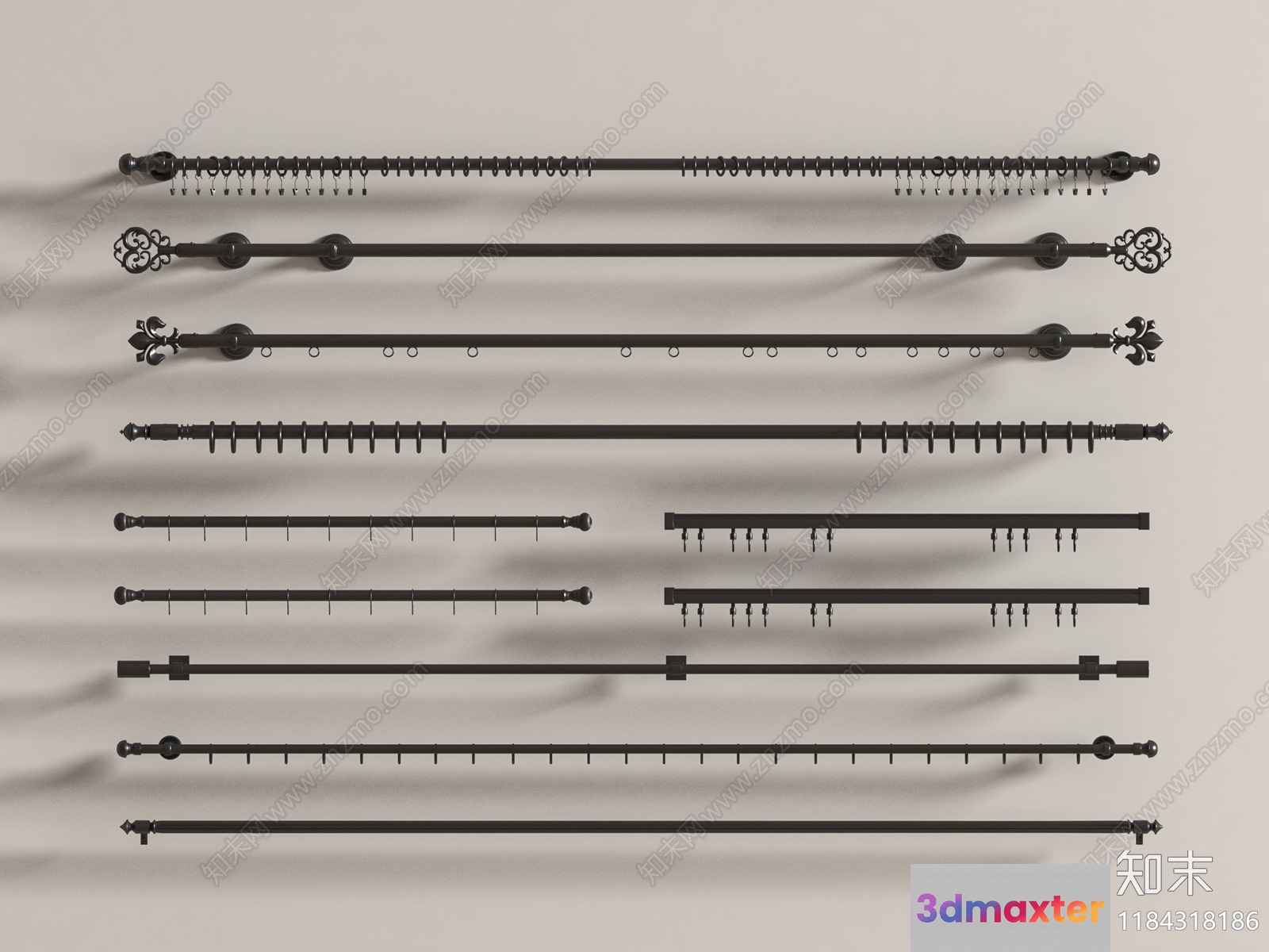 Black Decorative Rods 3D Model - 14381 - VRAY Render