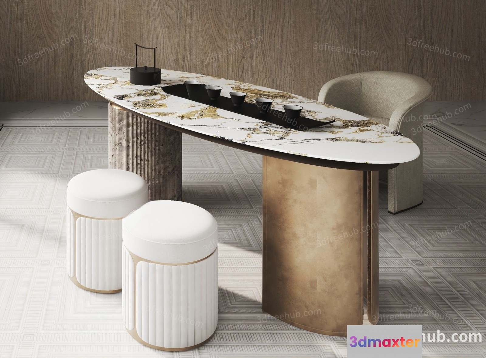 Modern Console Table 3D Model - 19626 - VRAY Render