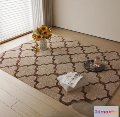 A Beige Rug With A Brown Pattern 3D Model - 6265 - CORONA Render
