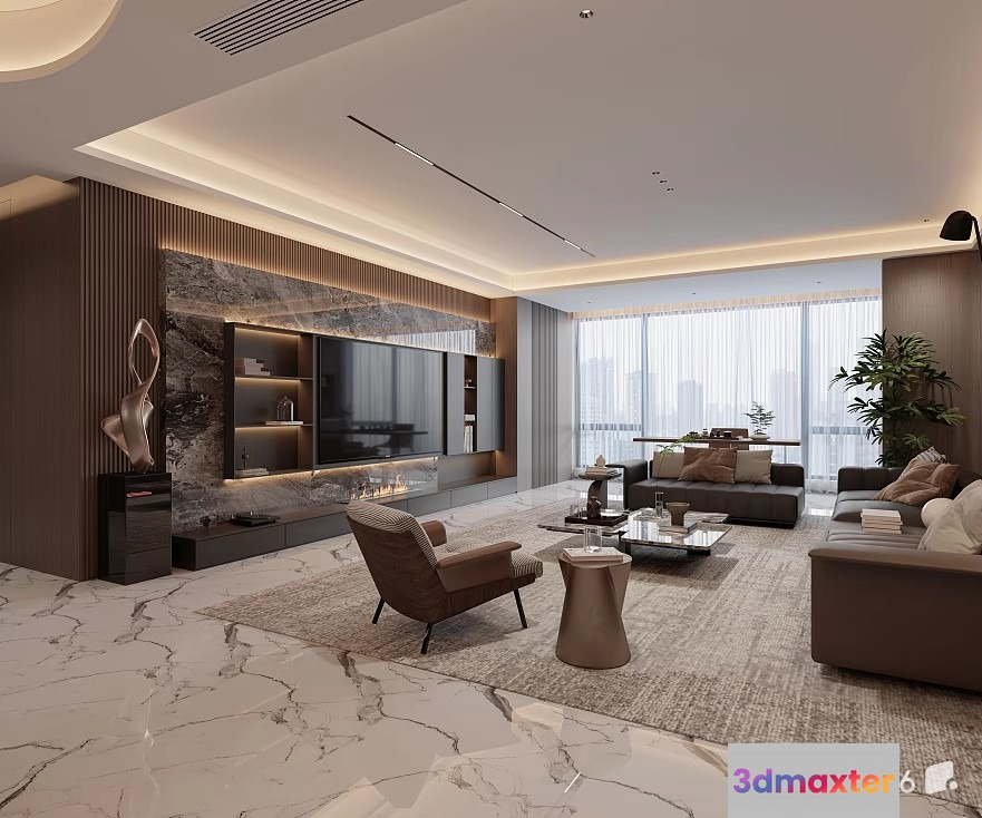 Modern Living Room 3D Model - 22743 - VRAY Render