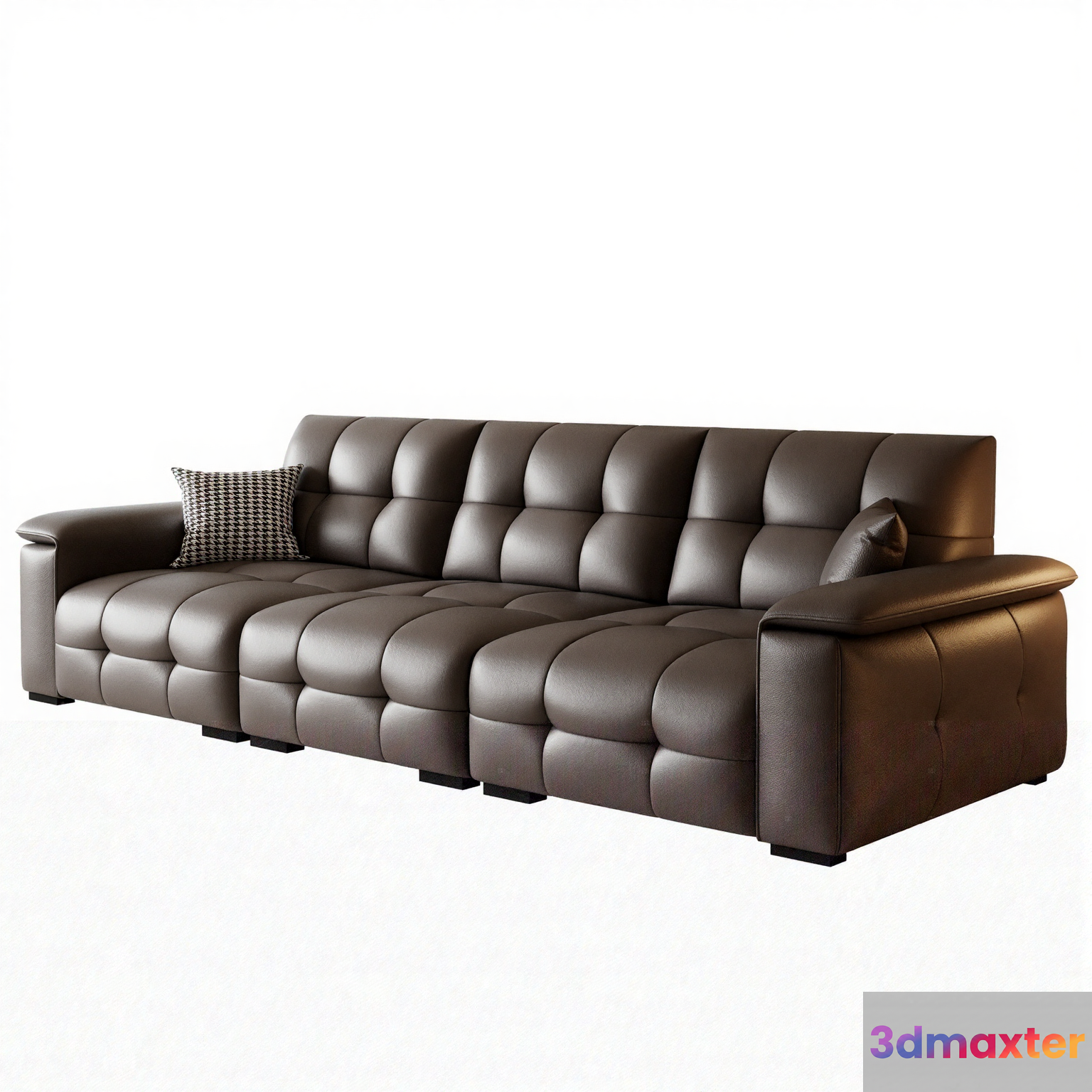 Modern Brown Leather Sofa 3D Model - 21692 - VRAY Render
