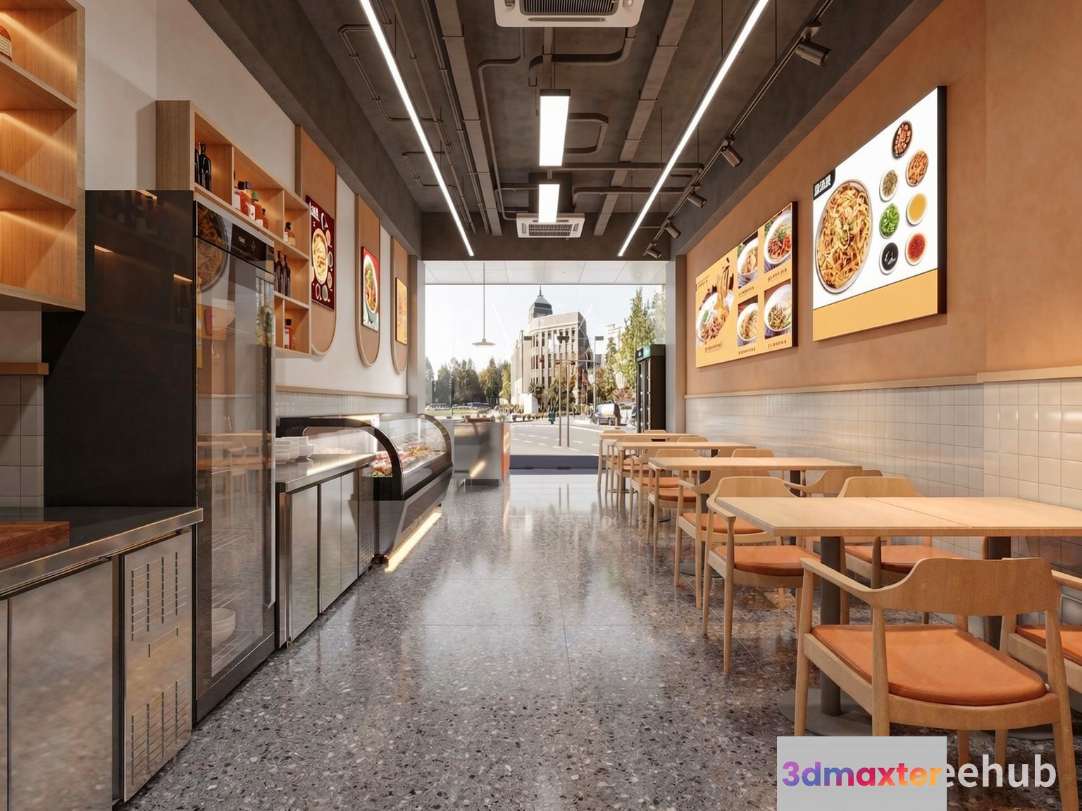 Modern Restaurant Interior 3D Model - 23253 - VRAY Render