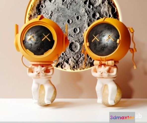 Two Astronaut Figurines 3D Model - 19647 - VRAY Render
