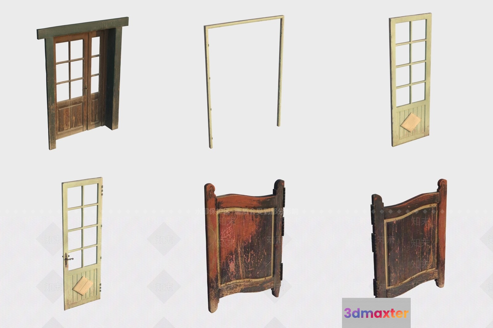 A Collection Of Wooden Doors And Frames 3D Model - 20124 - VRAY Render