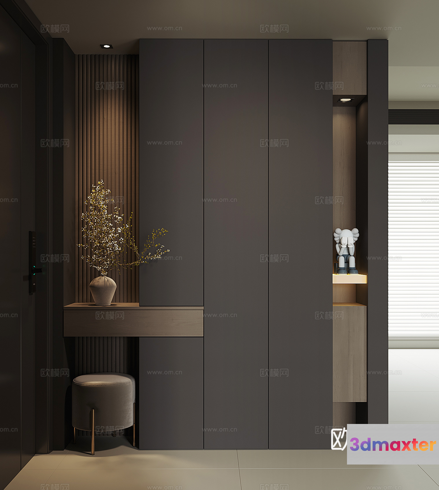 Modern Grey Cabinet 3D Model - 412 - VRAY Render