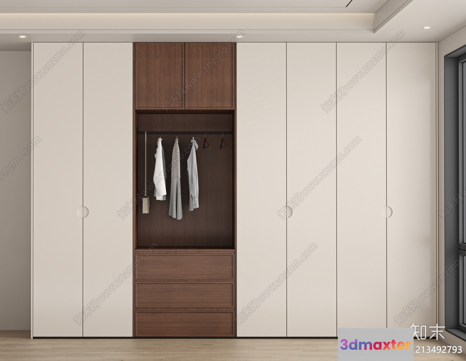 Modern Wood Wardrobe 3D Model - 6708 - VRAY Render