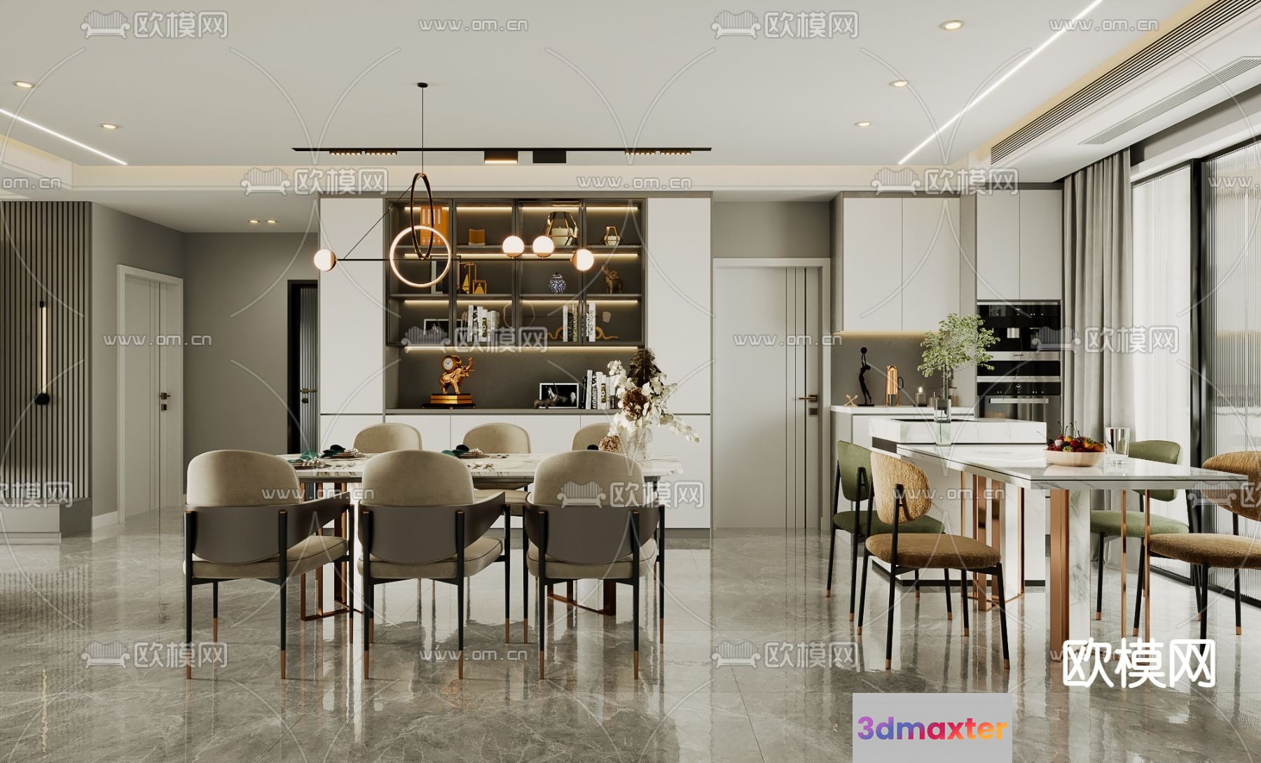 Modern Dining Room 3D Model - 4097 - VRAY Render