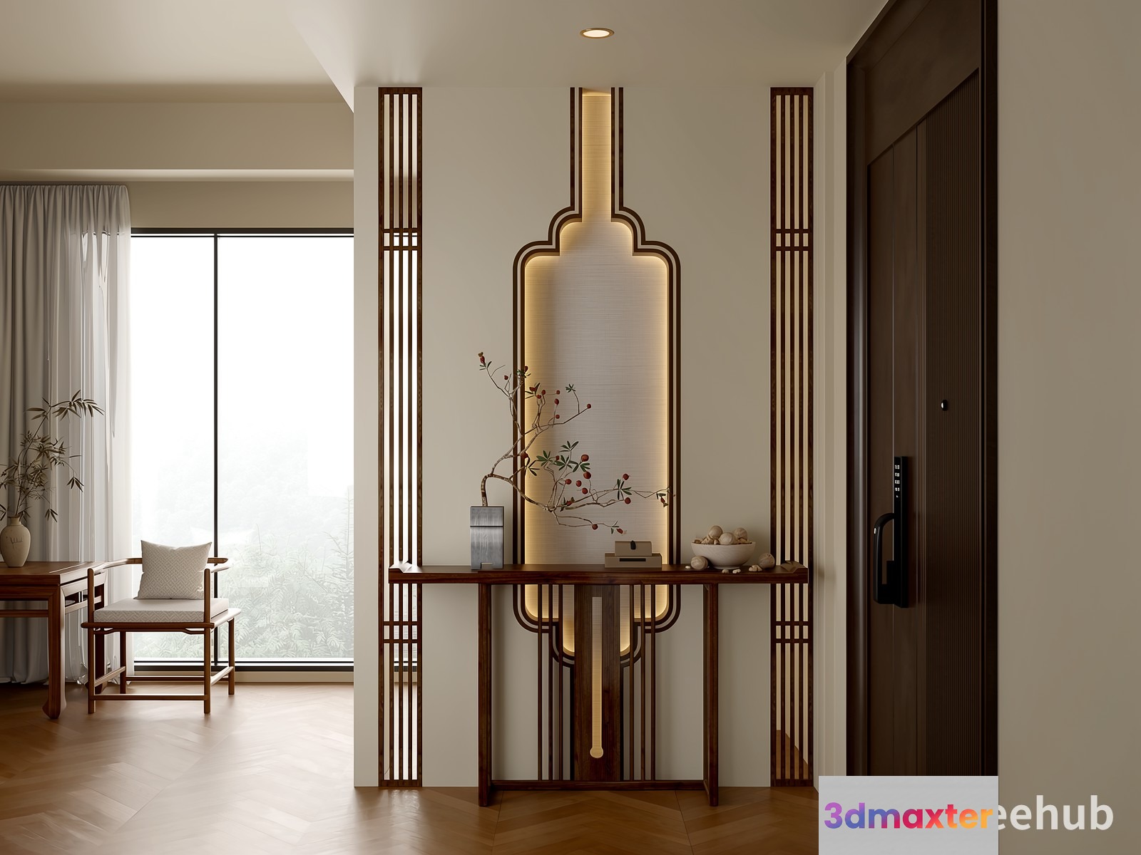 Art Deco-Inspired Hallway 3D Model - 18979 - VRAY Render