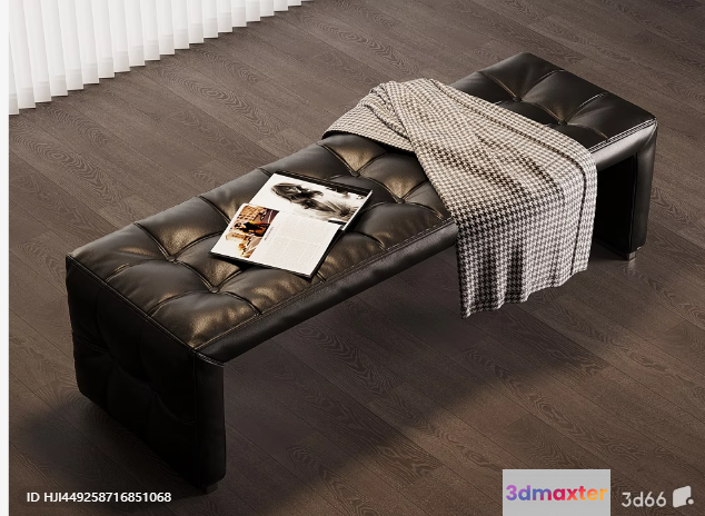 Modern Leather Bench 3D Model - 12637 - VRAY Render