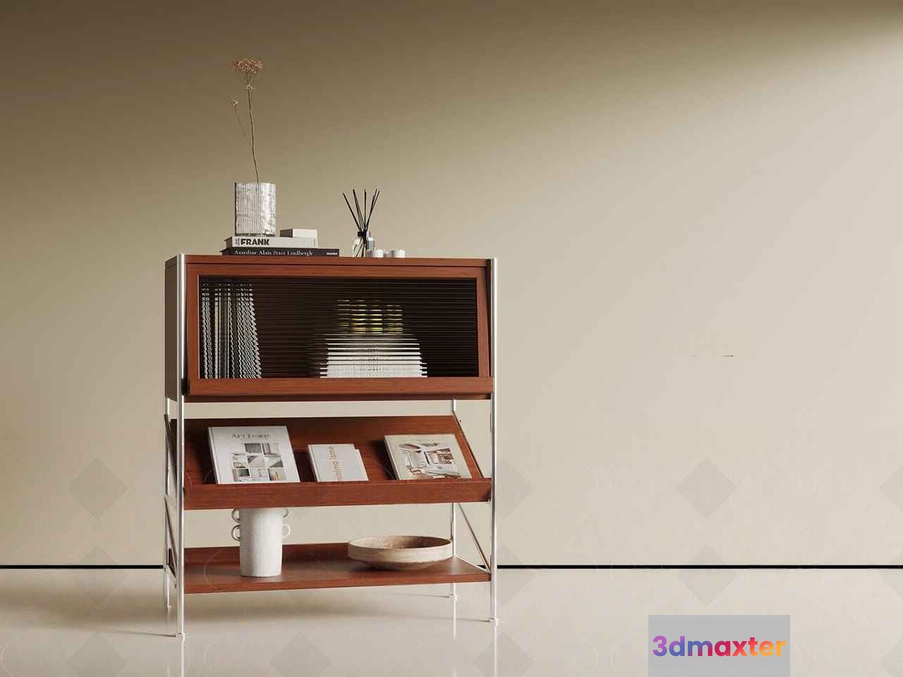 Modern Wooden Shelving Unit 3D Model - 23393 - VRAY Render