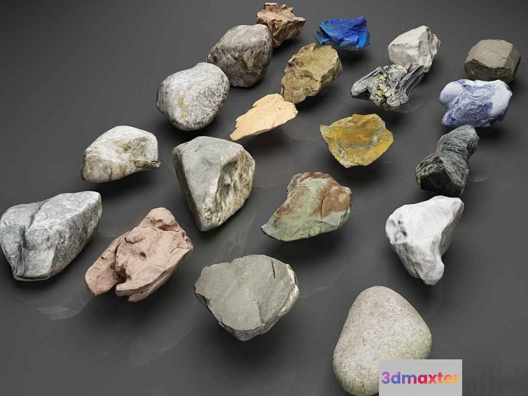 A Collection Of Rocks 3D Model - 12460 - VRAY Render