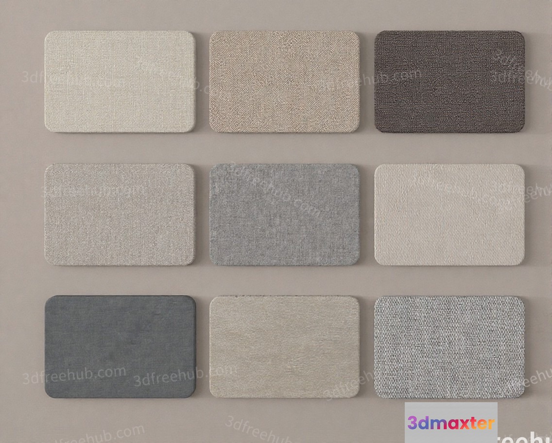 Gray Fabric Swatches 3D Model - 18695 - VRAY Render