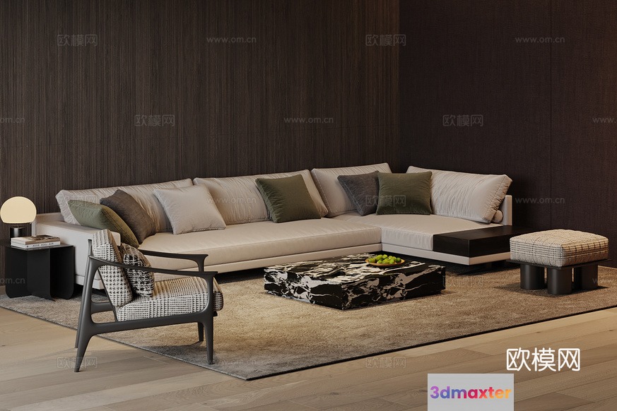 Modern Living Room 3D Model - 23411 - VRAY Render