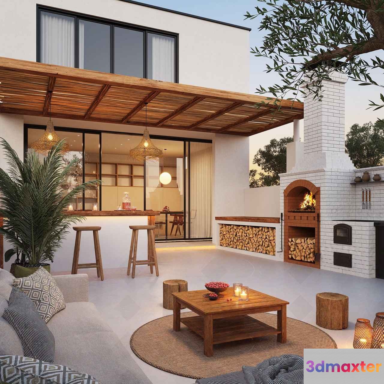 Modern Outdoor Living Space 3D Model - 9249 - VRAY Render