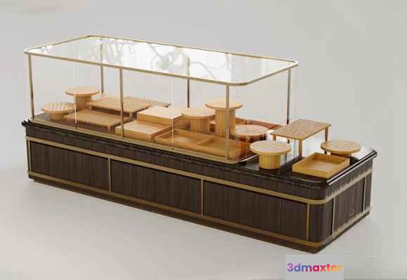 Glass And Wood Display Case 3D Model - 17548 - VRAY Render