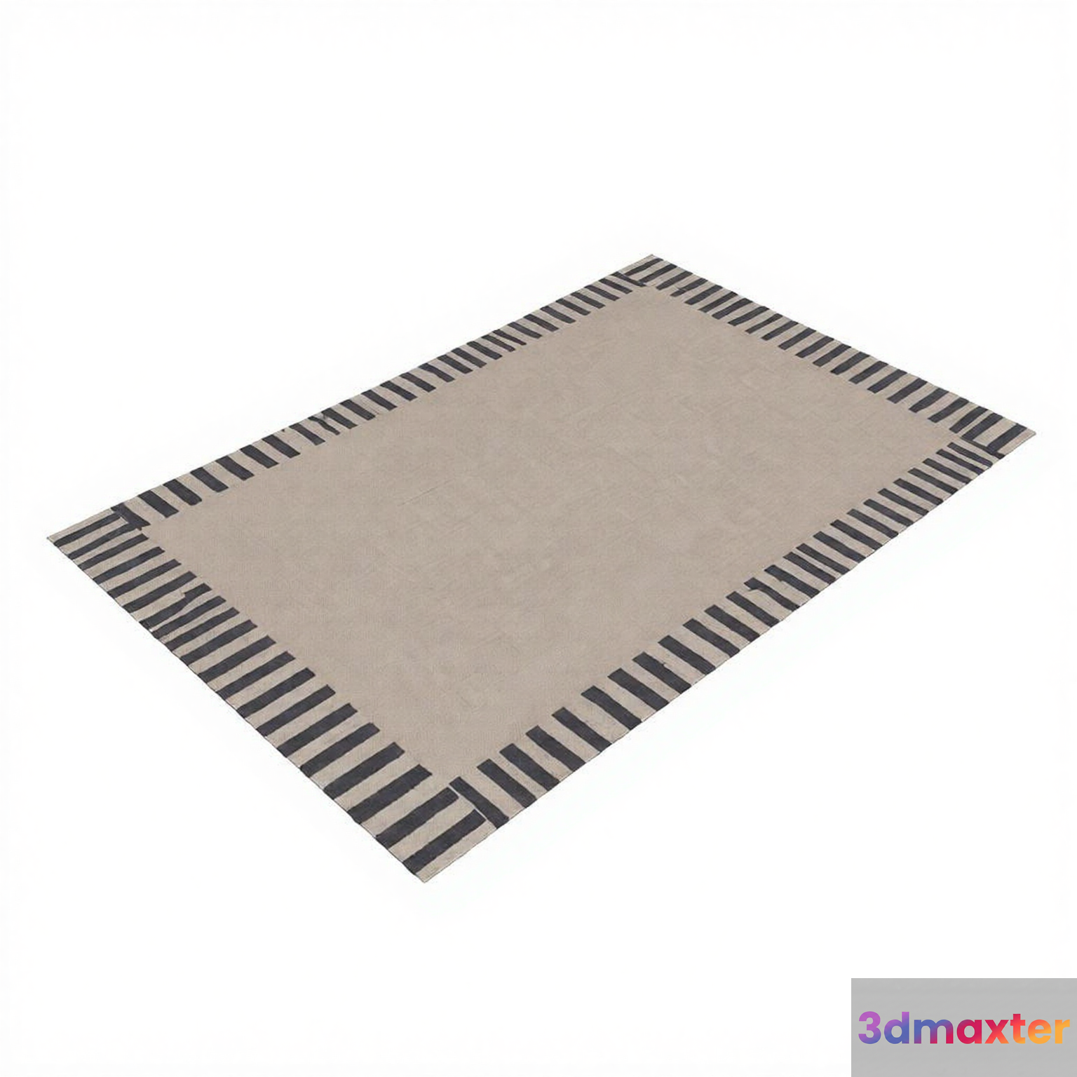 A Rectangular Rug With A Gray And White Striped Border 3D Model - 3251 - VRAY Render