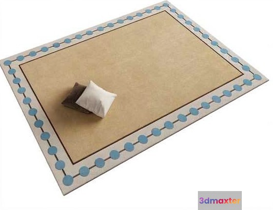 A Small White Pillow On A Beige Rug 3D Model - 20844 - VRAY Render