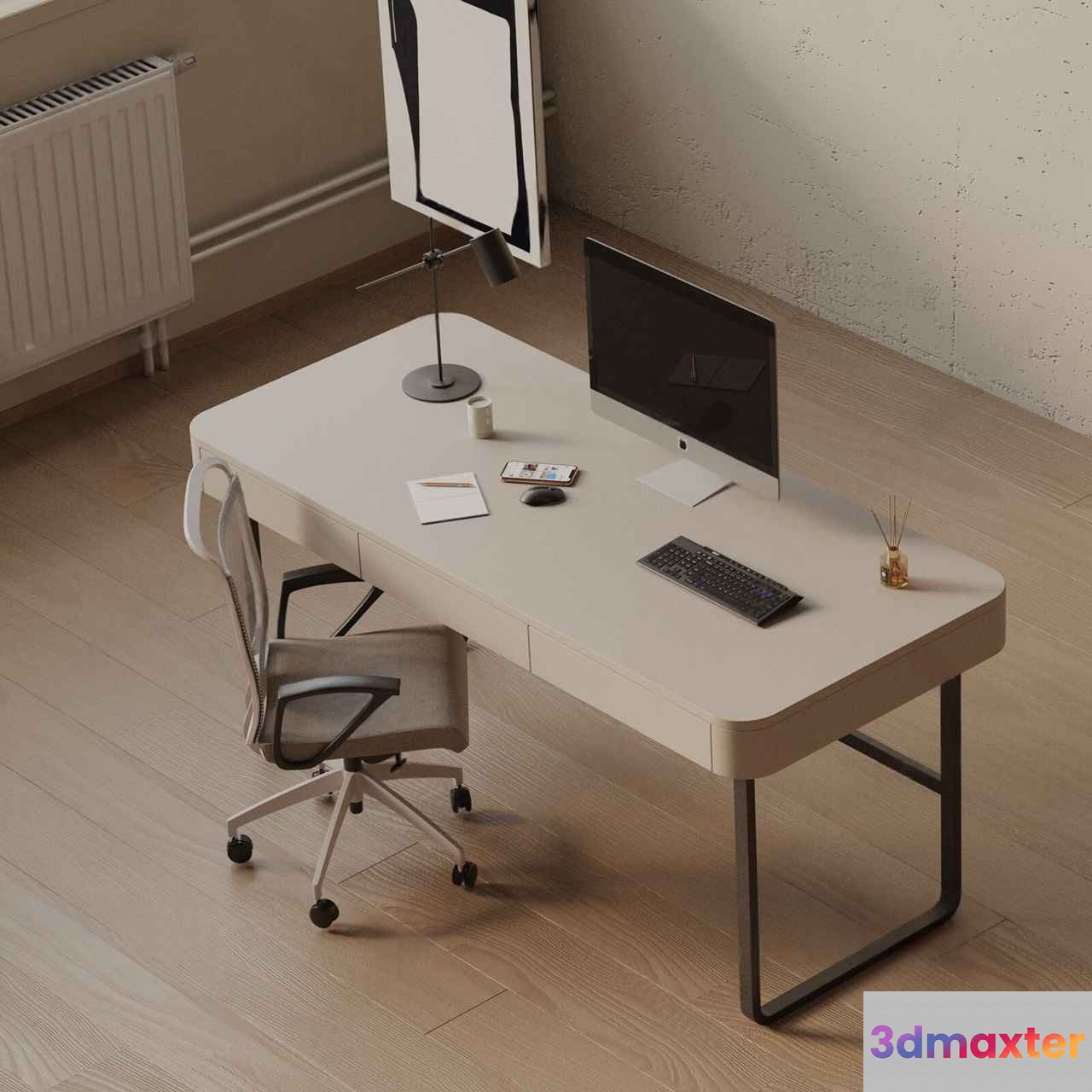 A Modern Office Desk 3D Model - 17912 - VRAY Render
