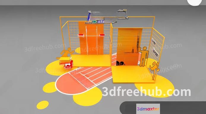 A 3D Model Of A Sports Court Likely Used For Training Or 3D Model - 19640 - VRAY Render