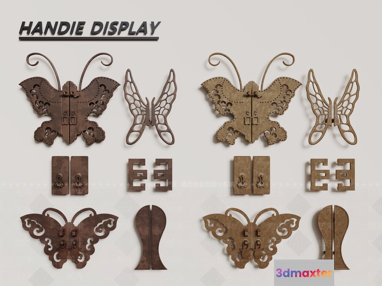 Wooden Butterfly Display 3D Model - 17174 - VRAY Render