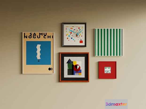 Five Framed Art Pieces 3D Model - 6391 - VRAY Render