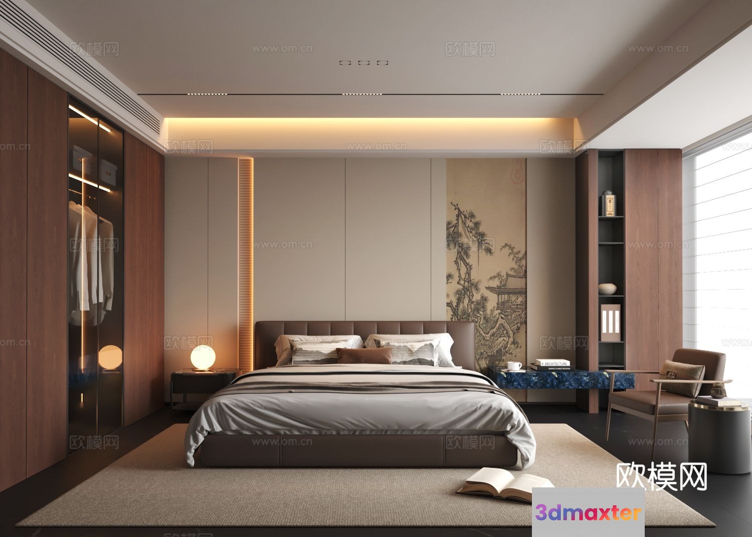 Modern Bedroom Decor 3D Model - 21728 - VRAY Render