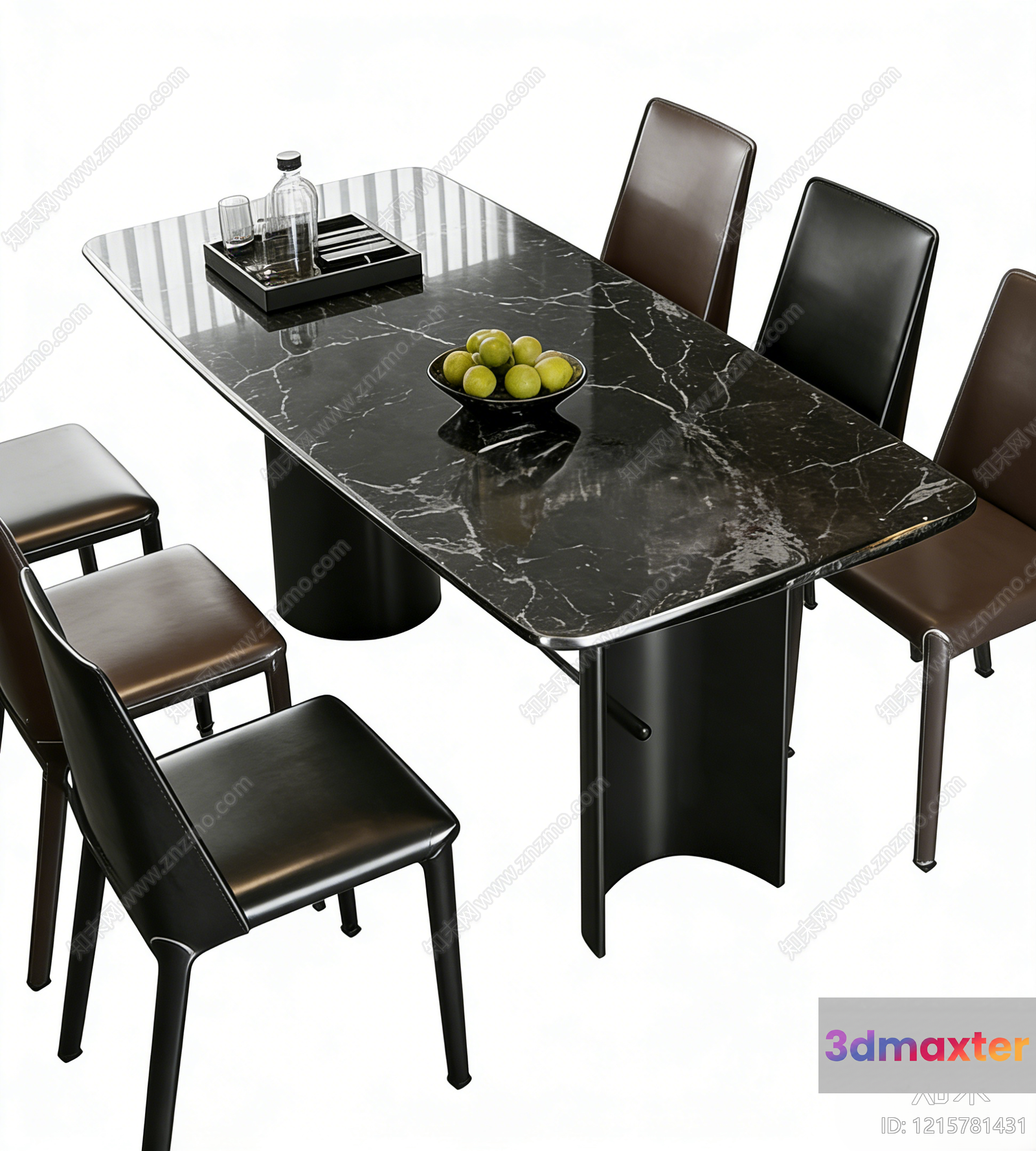 A Dining Table With Chairs 3D Model - 13430 - VRAY Render